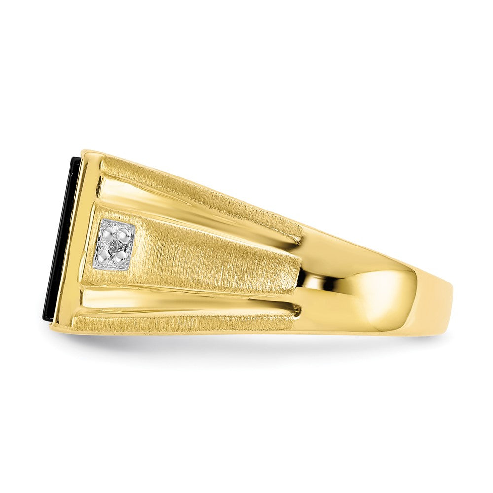 10k Mens Diamond and 12x10mm Black Onyx Ring