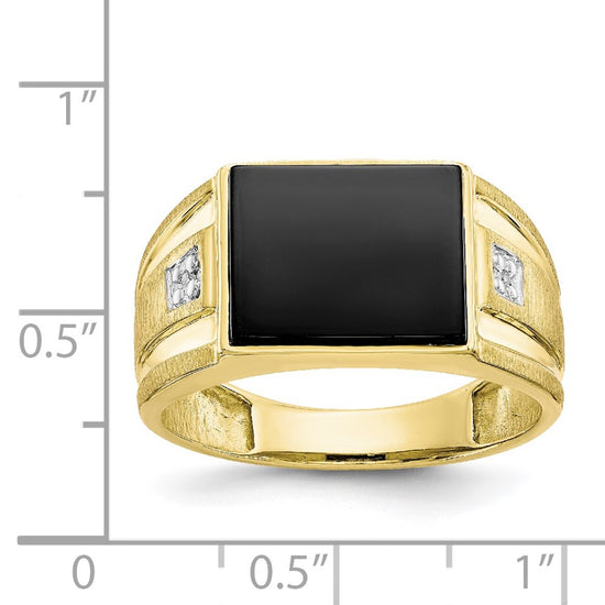 10k Mens Diamond and 12x10mm Black Onyx Ring