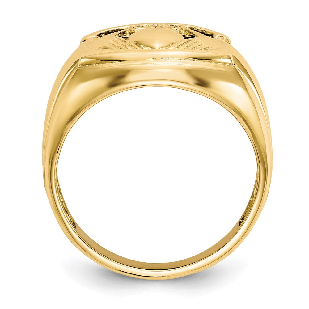 14k Diamond and Black Onyx Claddagh Mens Ring