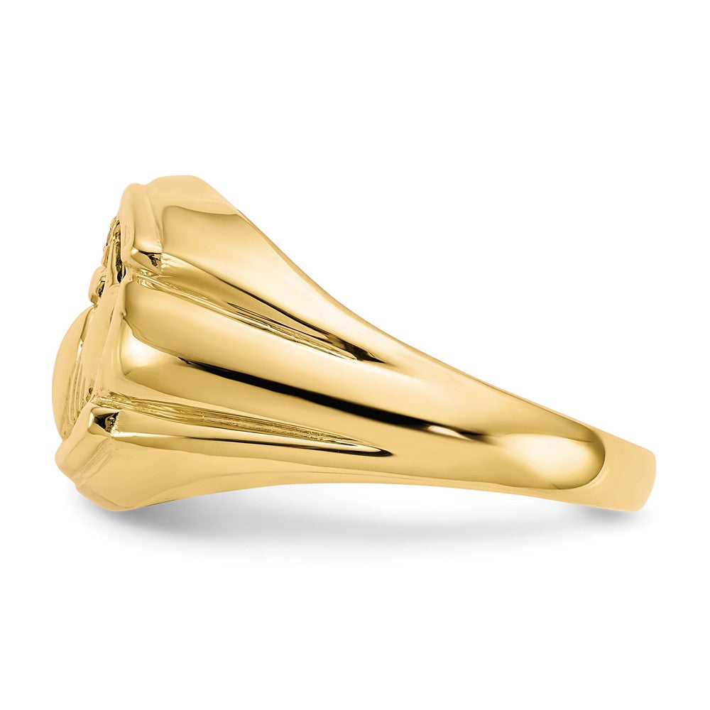 14k Diamond and Black Onyx Claddagh Mens Ring