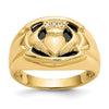14k Diamond and Black Onyx Claddagh Mens Ring