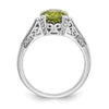 10k White Gold 1/10 carat Diamond and 8mm Round Peridot Ring