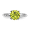 10k White Gold 1/10 carat Diamond and 8mm Round Peridot Ring
