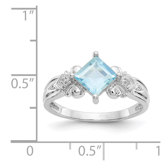 10k White Gold Aquamarine & Diamond Ring