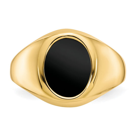 10k Mens 12x10mm Oval Onyx Ring