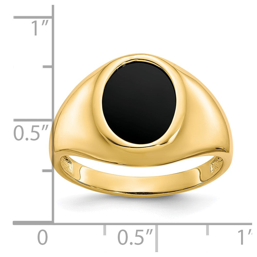 10k Mens 12x10mm Oval Onyx Ring