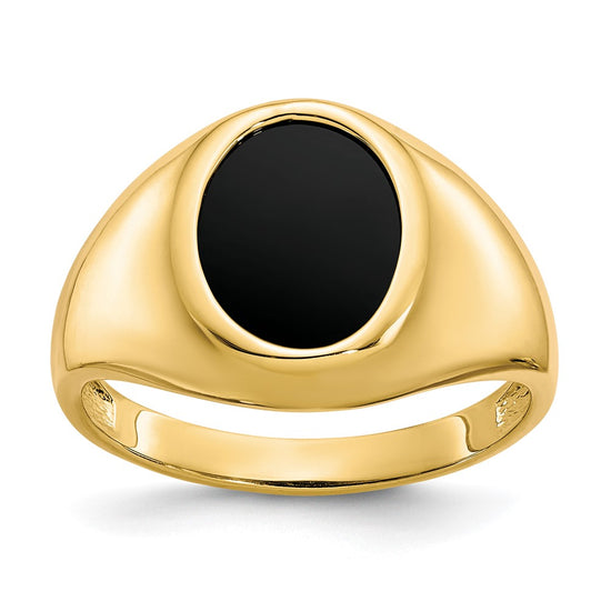 10k Mens 12x10mm Oval Onyx Ring