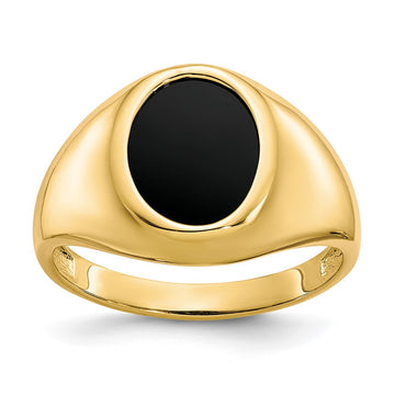 10k Mens 12x10mm Oval Onyx Ring