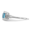 10k White Gold 1/20 carat Diamond and 6mm Princess Blue Topaz Ring