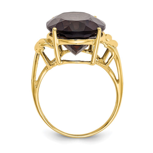 10k 18x13mm Oval Smoky Quartz Ring