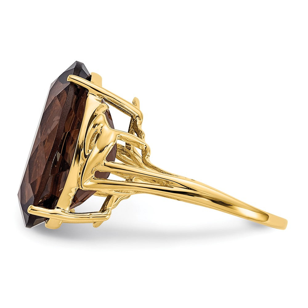 10k 18x13mm Oval Smoky Quartz Ring