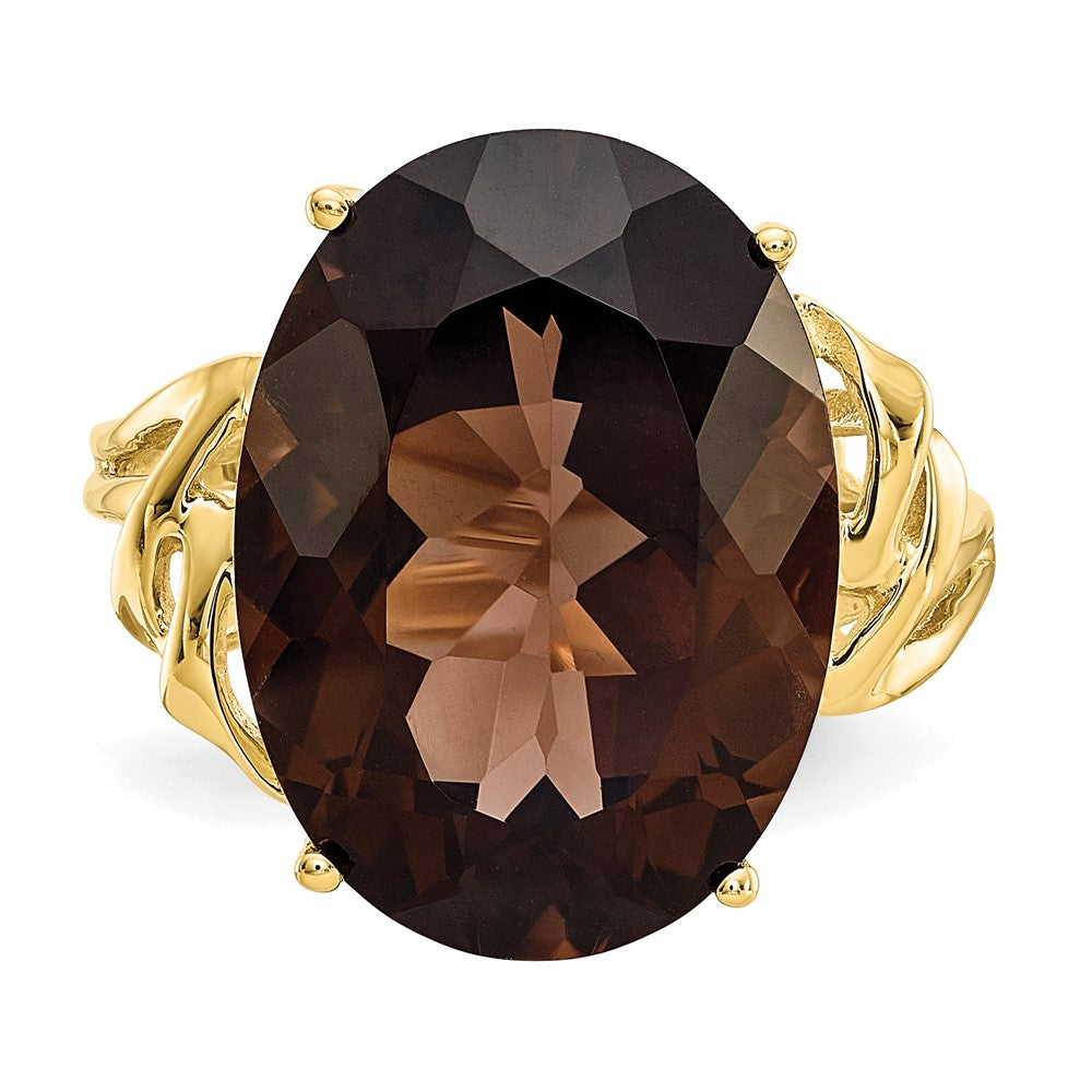 10k 18x13mm Oval Smoky Quartz Ring