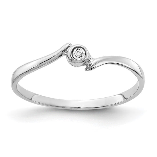 10k White Gold Polished AA Diamond Ring