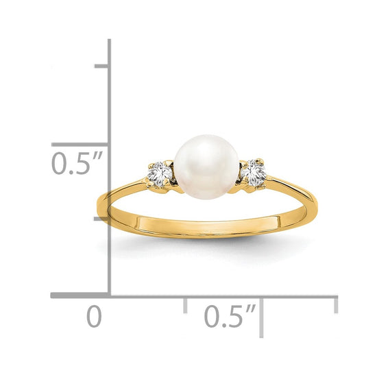 Gold Polished Freshwater Pearl and Diamond Rings