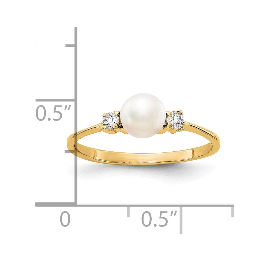 Gold Polished Freshwater Pearl and Diamond Rings