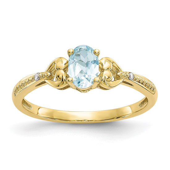 10K Gemstone and Diamond Ring