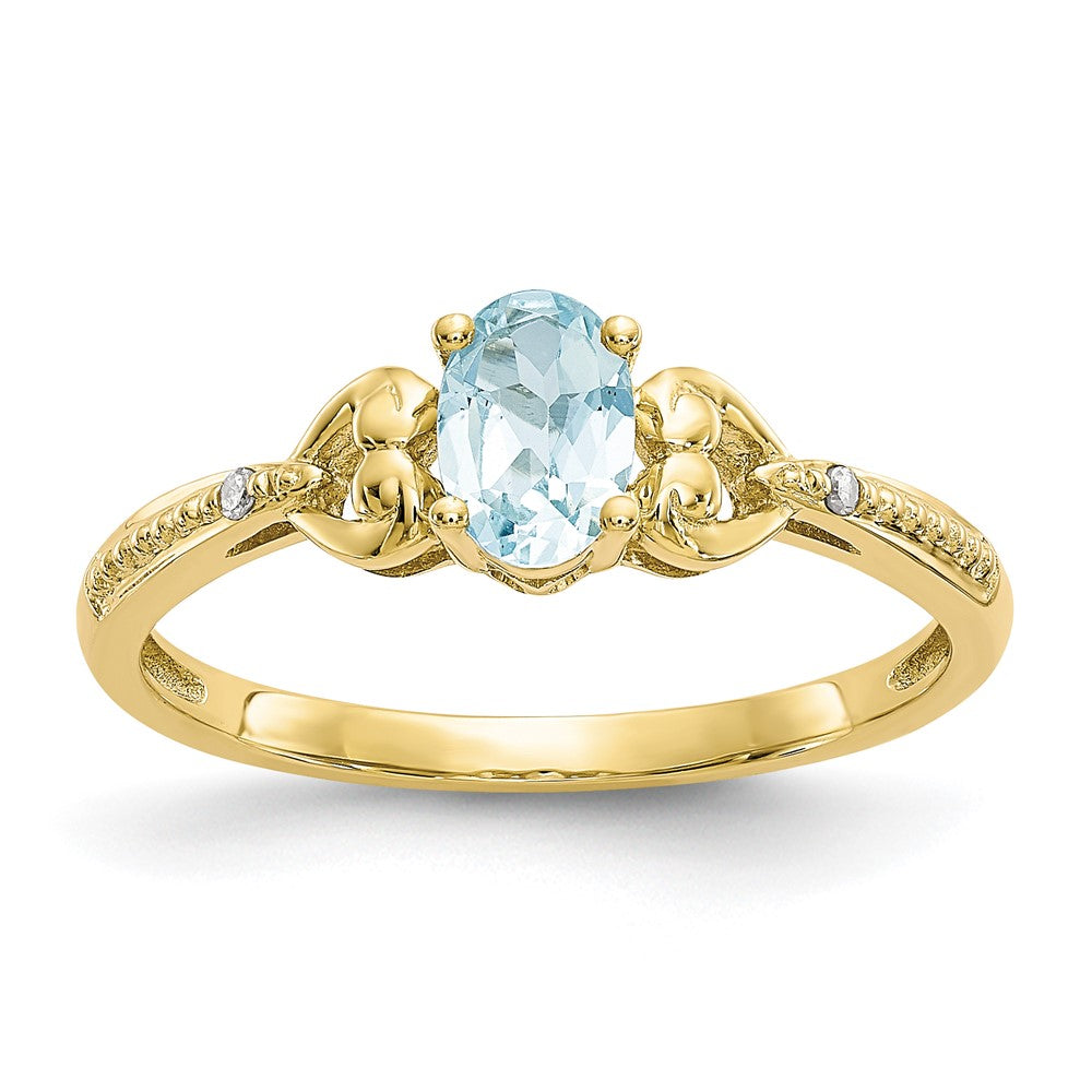 10K Gemstone and Diamond Ring