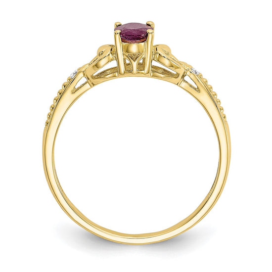 10K Gemstone and Diamond Ring