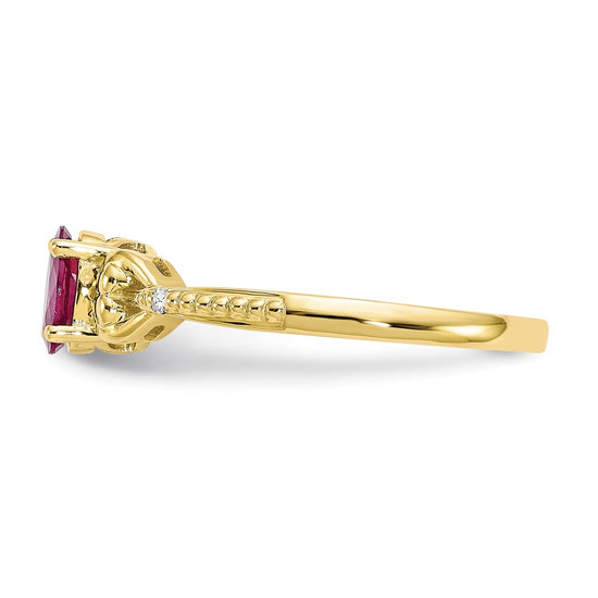 10K Gemstone and Diamond Ring
