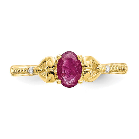 10K Gemstone and Diamond Ring