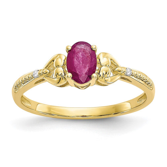 10K Gemstone and Diamond Ring