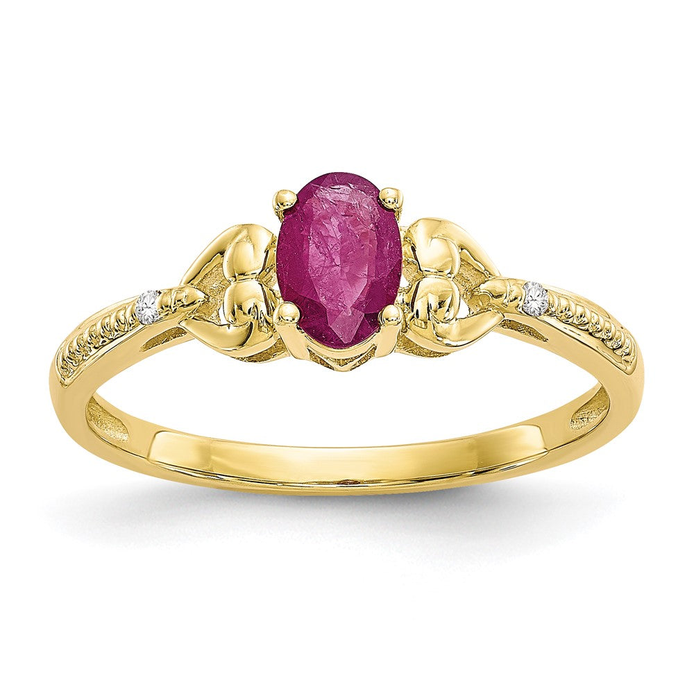 10K Gemstone and Diamond Ring