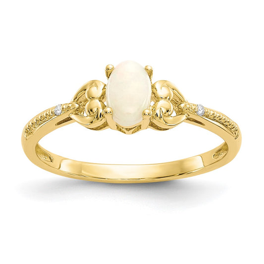 10K Gemstone and Diamond Ring