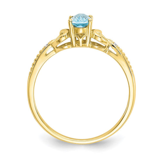 10K Gemstone and Diamond Ring