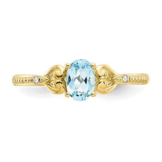 10K Gemstone and Diamond Ring