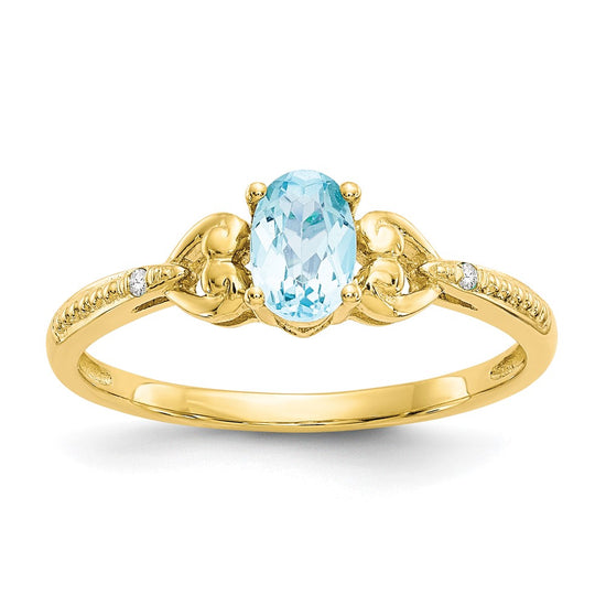 10K Gemstone and Diamond Ring