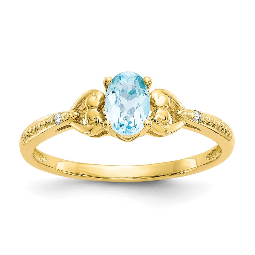 10K Gemstone and Diamond Ring