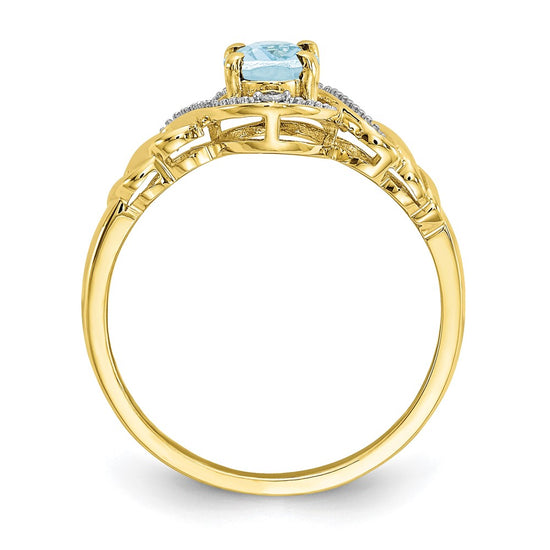 10K Gemstone and Diamond Ring