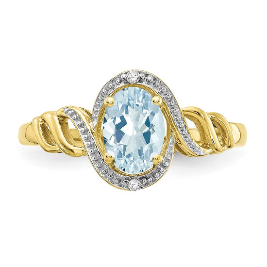 10K Gemstone and Diamond Ring