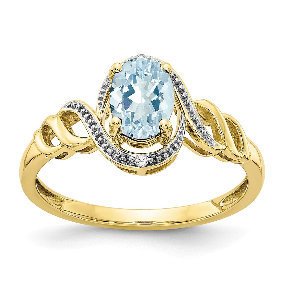 10K Gemstone and Diamond Ring