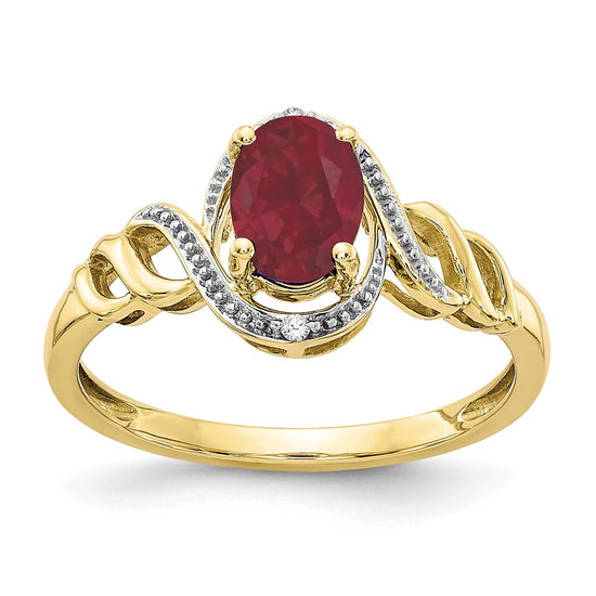 10K Gemstone and Diamond Ring