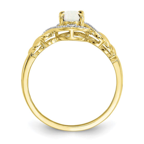 10K Gemstone and Diamond Ring