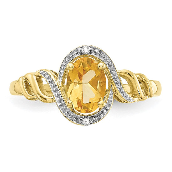 10K Gemstone and Diamond Ring