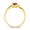 10k Polished 6x4mm Oval Genuine January/ Garnet Birthstone Size 7 Ring