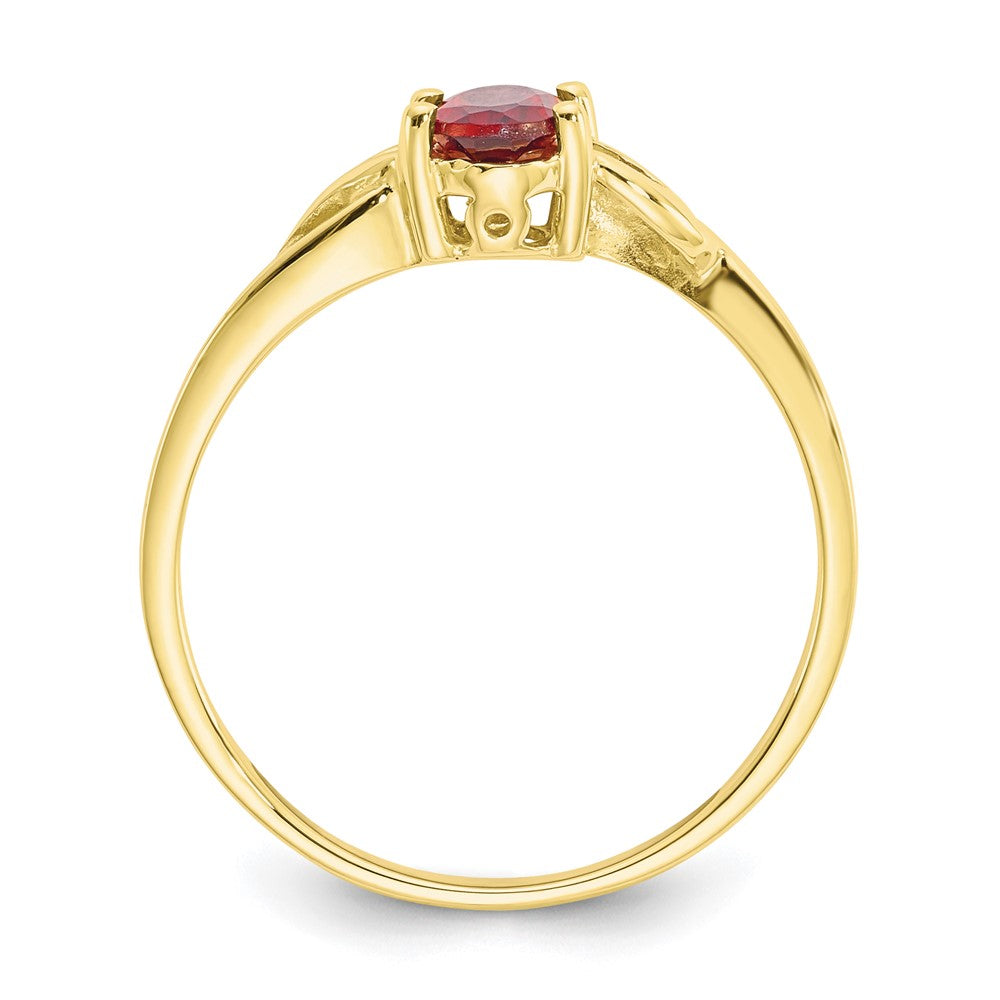 10k Polished 6x4mm Oval Genuine January/ Garnet Birthstone Size 7 Ring