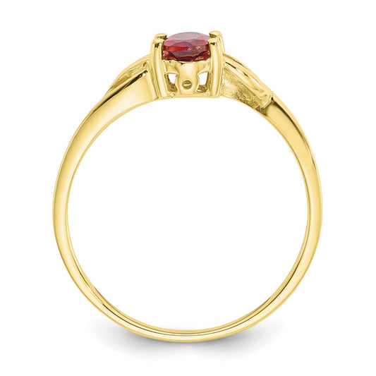 10k Polished 6x4mm Oval Genuine January/ Garnet Birthstone Size 7 Ring