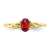 10k Polished 6x4mm Oval Genuine January/ Garnet Birthstone Size 7 Ring