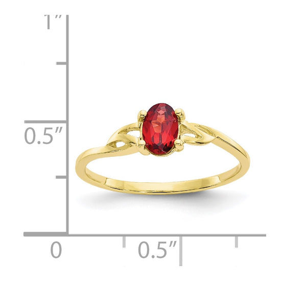10k Polished 6x4mm Oval Genuine January/ Garnet Birthstone Size 7 Ring