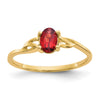 10k Polished 6x4mm Oval Genuine January/ Garnet Birthstone Size 7 Ring
