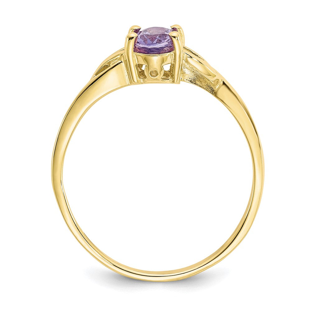 10k Polished 6x4mm Oval Genuine February/ Amethyst Birthstone Size 7 Ring
