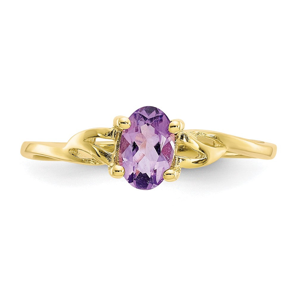 10k Polished 6x4mm Oval Genuine February/ Amethyst Birthstone Size 7 Ring