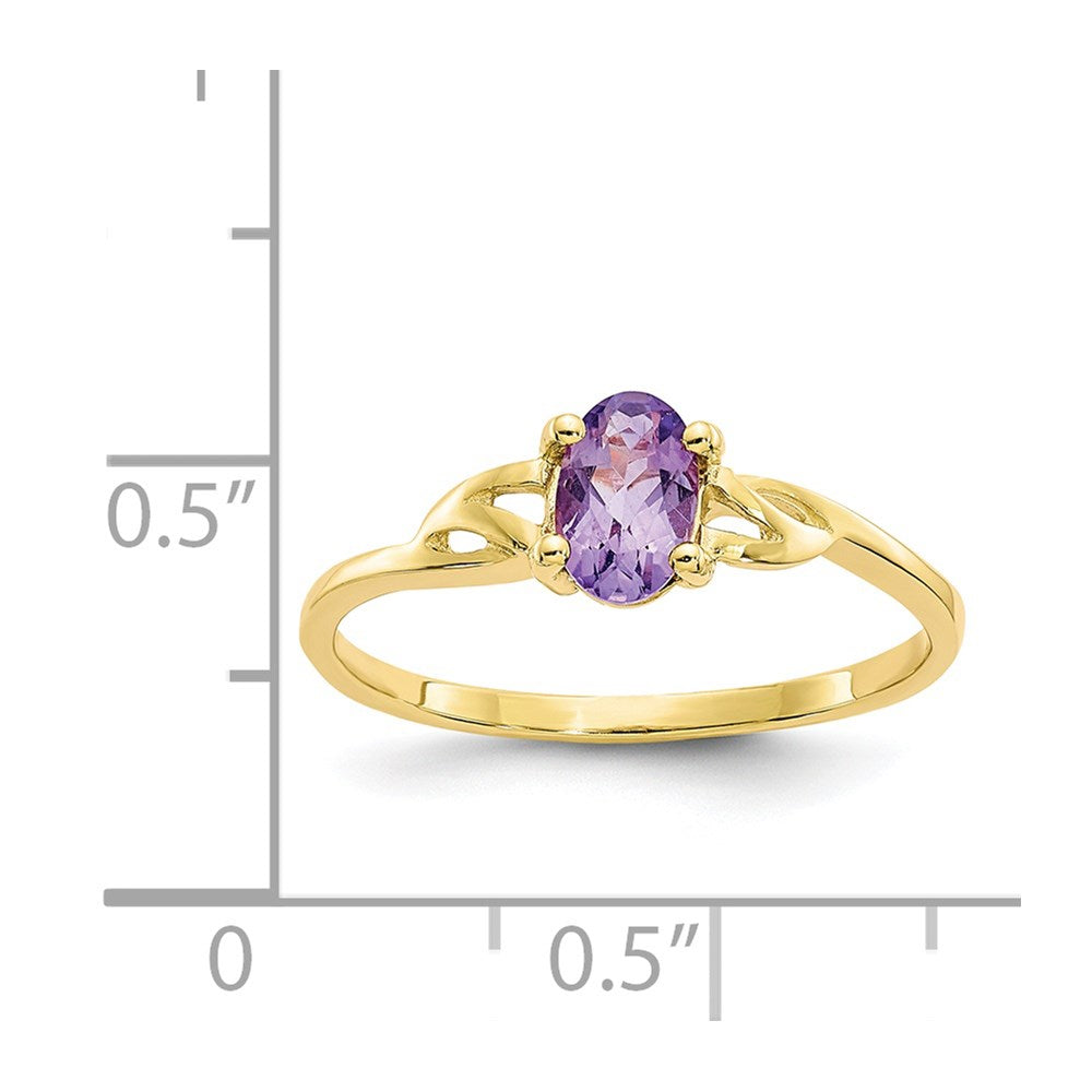 10k Polished 6x4mm Oval Genuine February/ Amethyst Birthstone Size 7 Ring