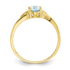 10k Polished 6x4mm Oval Genuine March/ Aquamarine Birthstone Size 7 Ring
