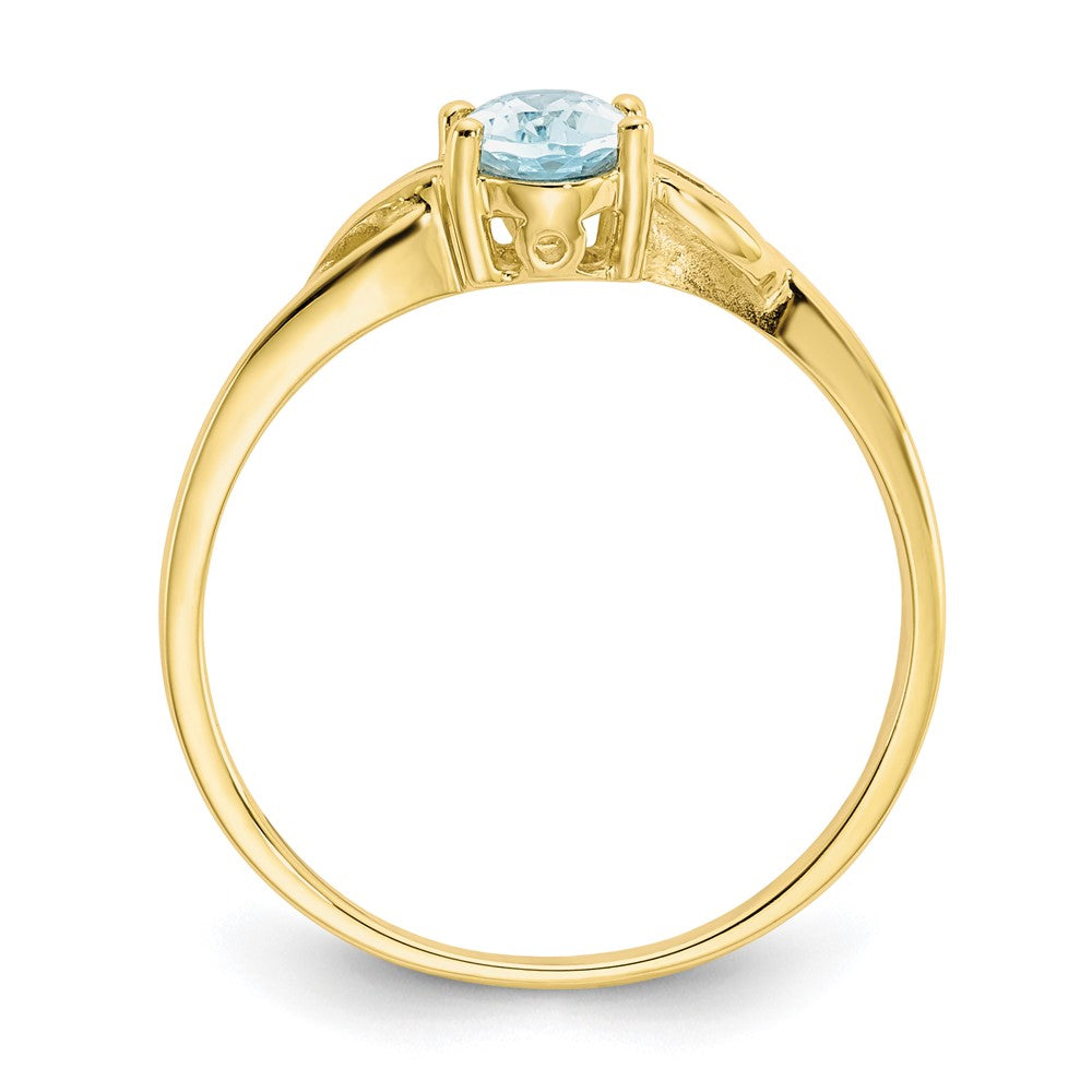 10k Polished 6x4mm Oval Genuine March/ Aquamarine Birthstone Size 7 Ring