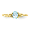 10k Polished 6x4mm Oval Genuine March/ Aquamarine Birthstone Size 7 Ring
