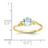 10k Polished 6x4mm Oval Genuine March/ Aquamarine Birthstone Size 7 Ring